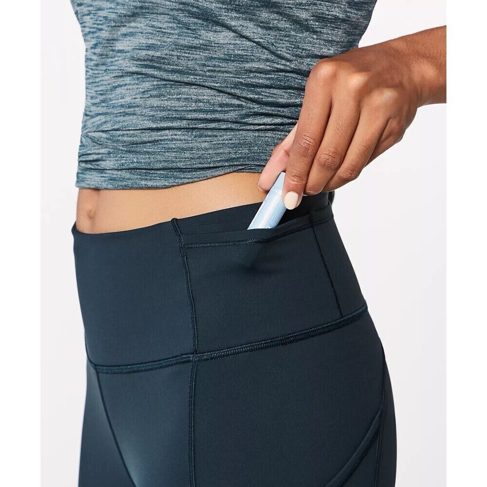 Lululemon Fast Free Crop II *Nulux 19" Grey Eucalyptus Size 8 - Picture 6 of 14